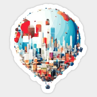 Air Ballon Discovery Travel Landscape Beauty Skyline Sticker